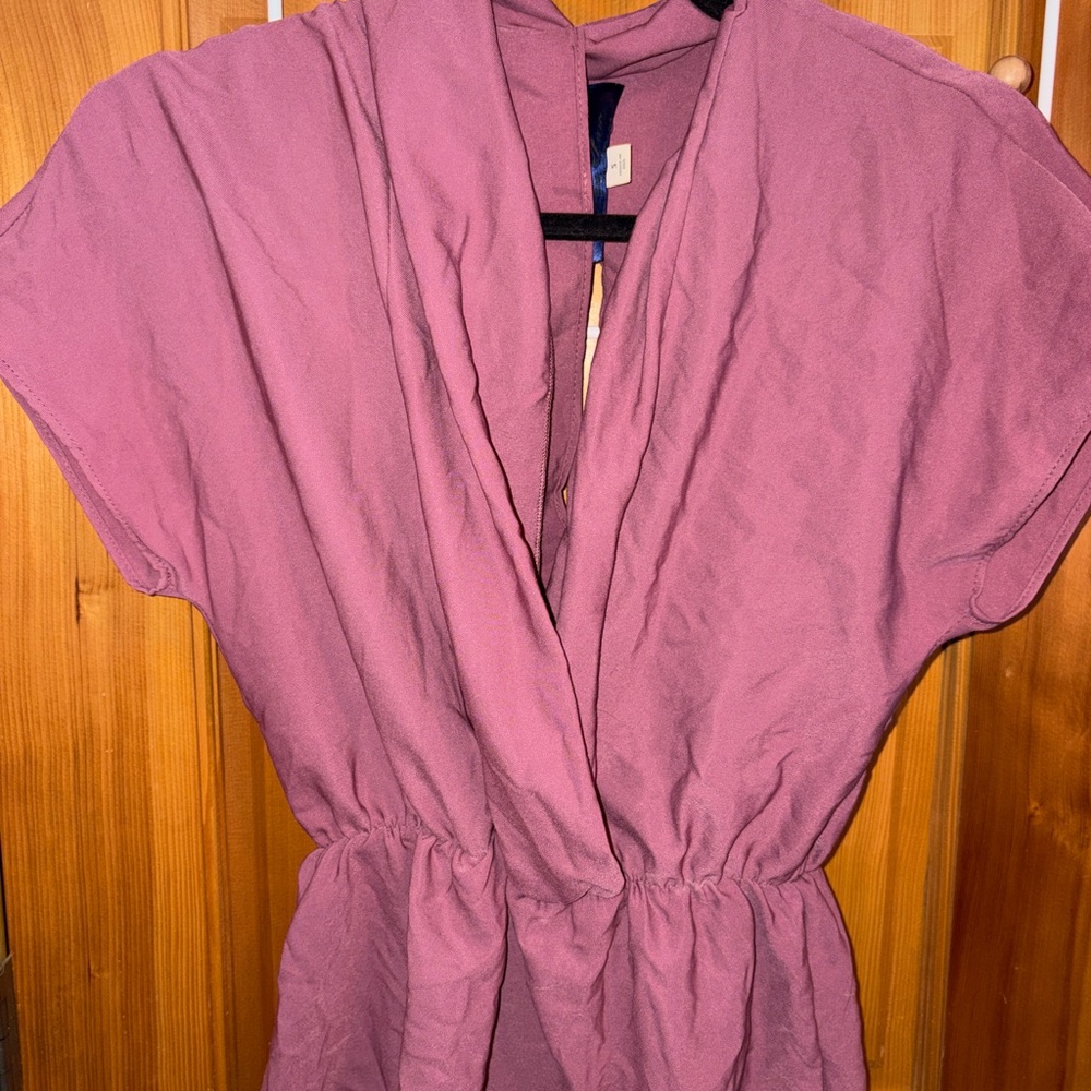 Pink Deep V Short Sleeve Top